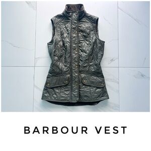Barbour vest size 4 Calvary Gilet quilted fleece green olive